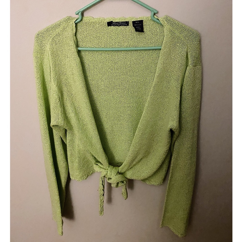 Wind River Pale Green Tie Cardigan